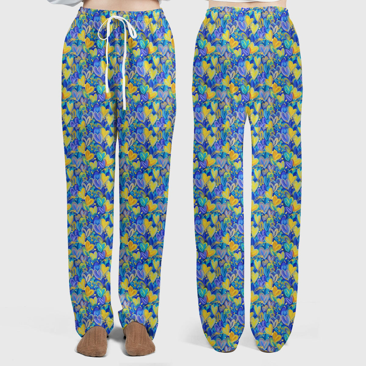 Blue Yellow Layered Heart Nurse Scrub Set