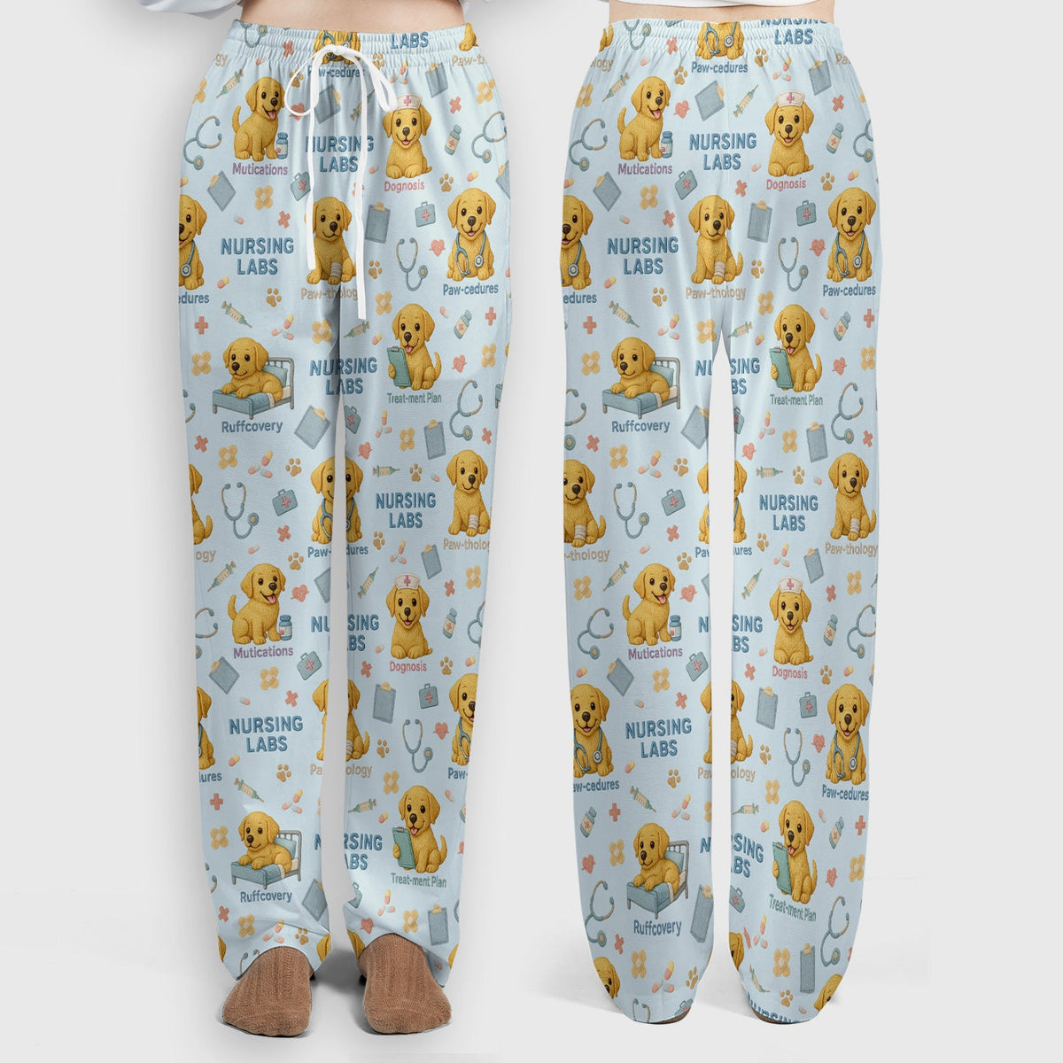 Labrador Nursing Scrub Set, Cute Dog Pattern Nurse Uniform,  Comfortable Scrubs For Nurses