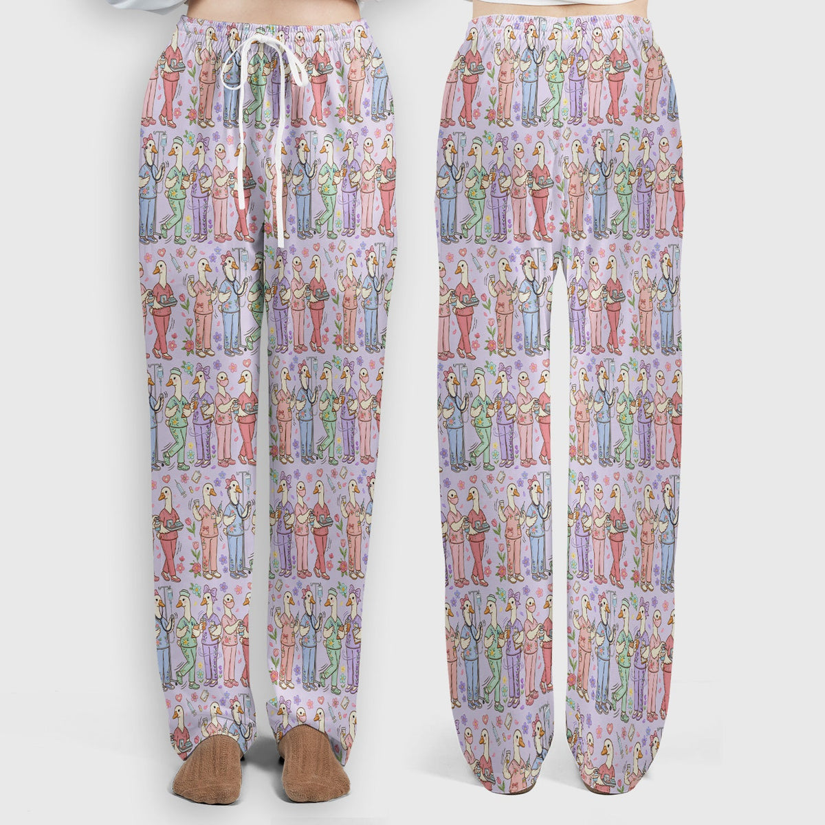 Goose Characters Floral Nurse Scrub Set