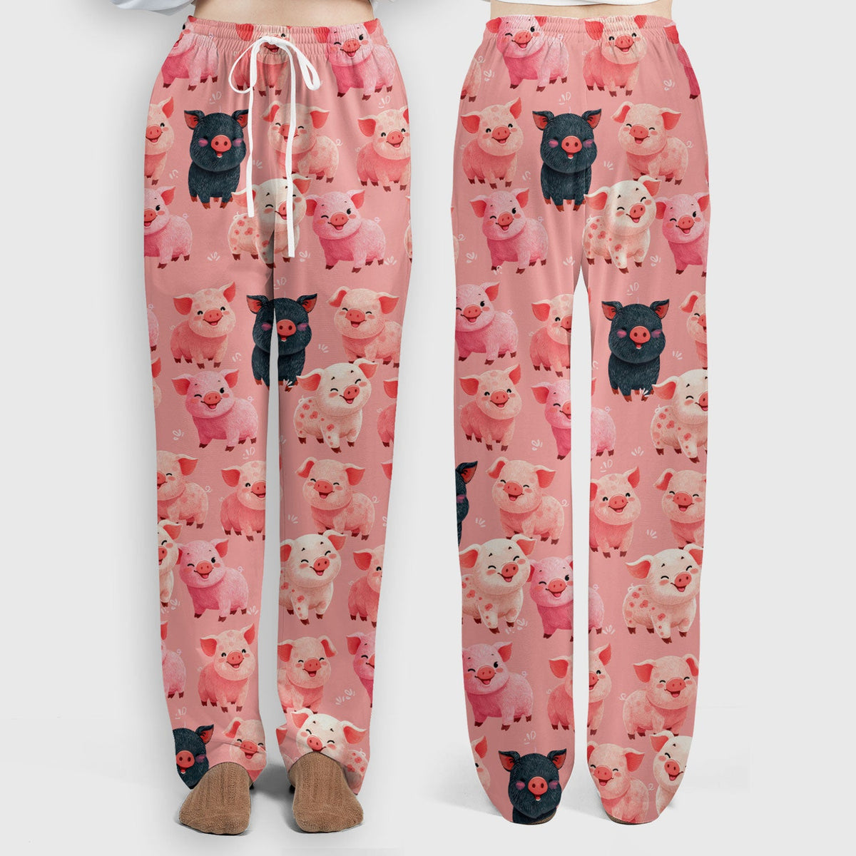 Funny Farm Pig Cartoon Pattern Scrub Set, Nurse Uniform Scrubs Set