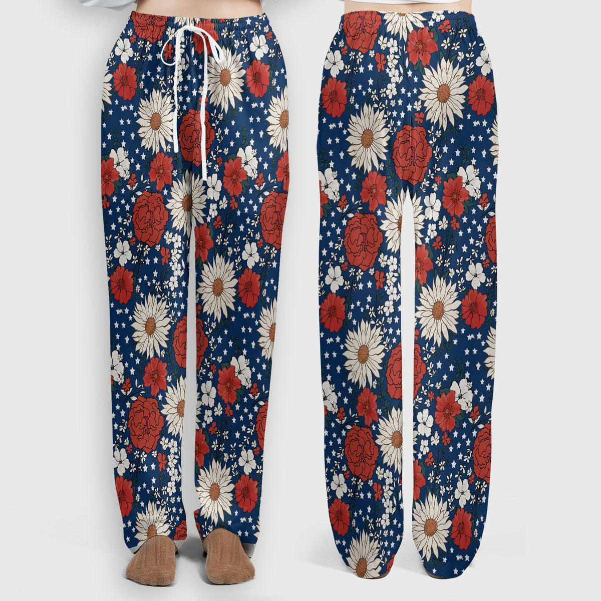 Red White Blue Floral Nurse Scrub Set