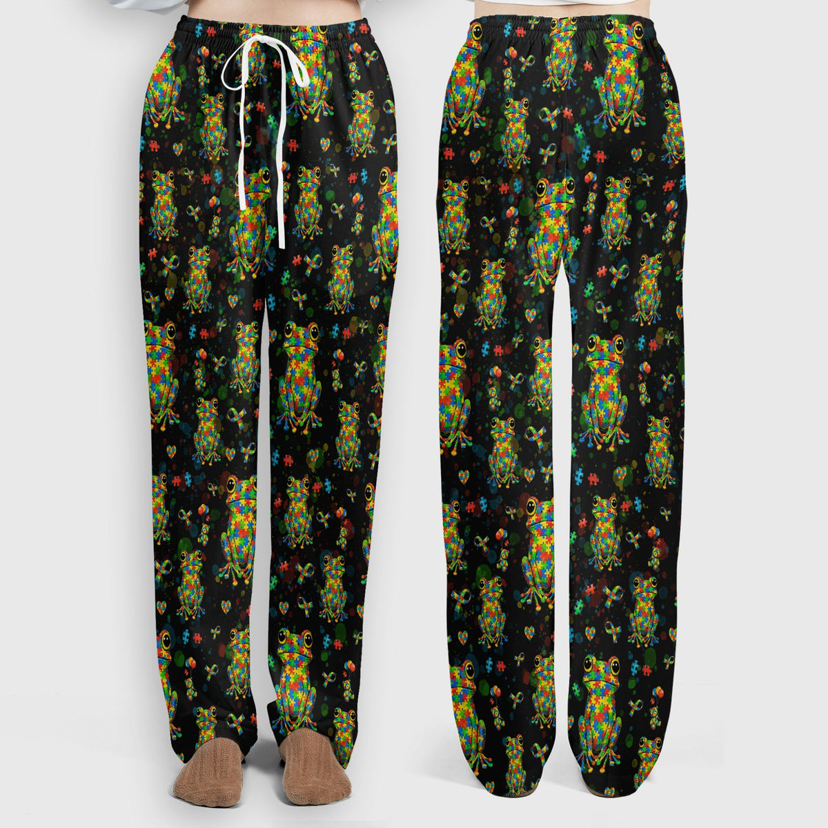 Colorful Autism Puzzle Frog Nurse Scrub Set