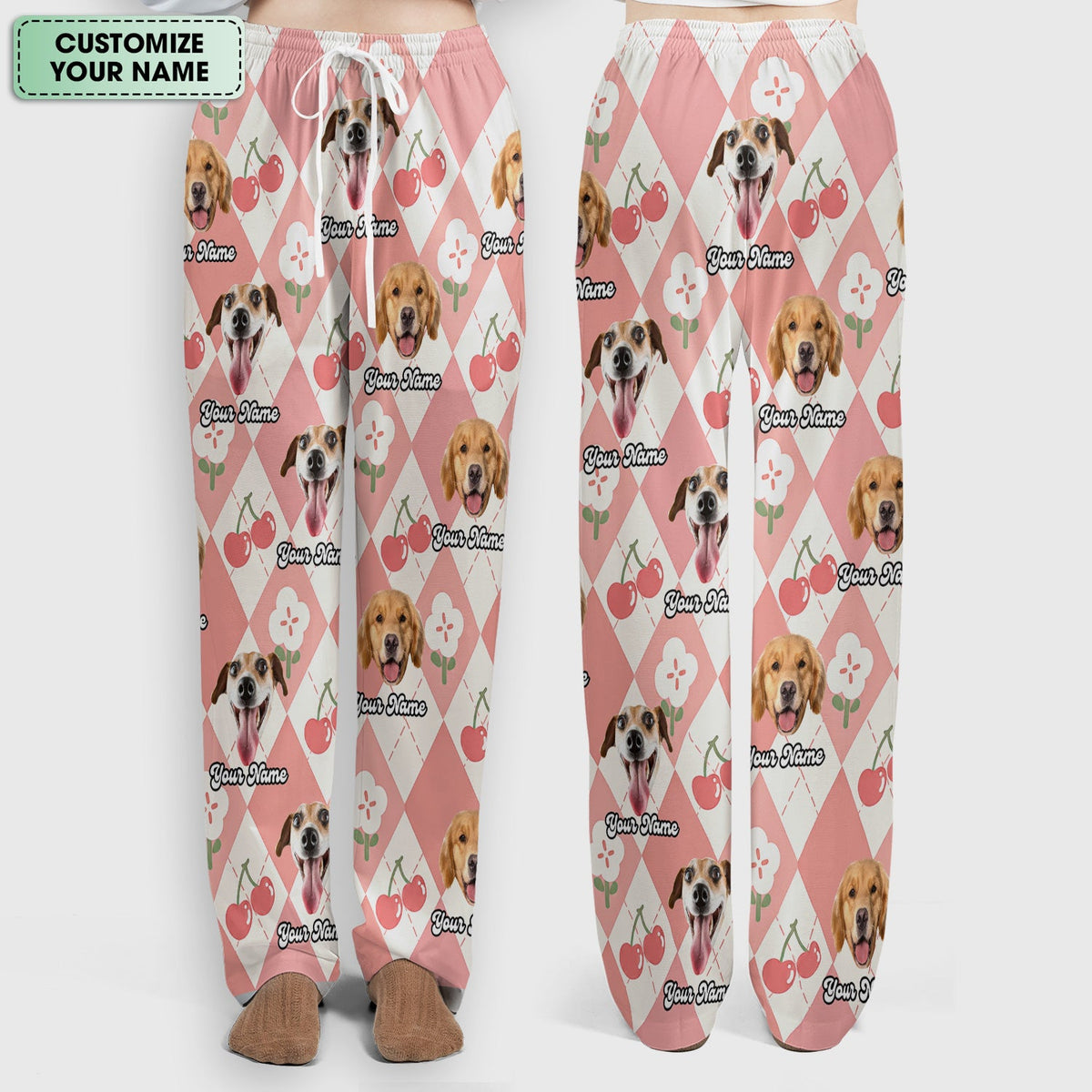 Dog Face Cherry Argyle Nurse Scrub Set