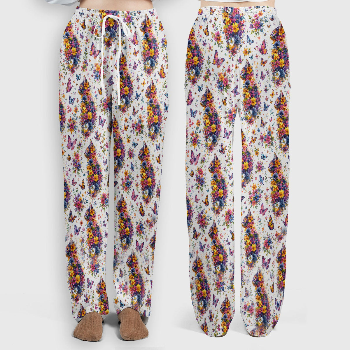 Floral Cat Butterfly Nurse Scrub Set