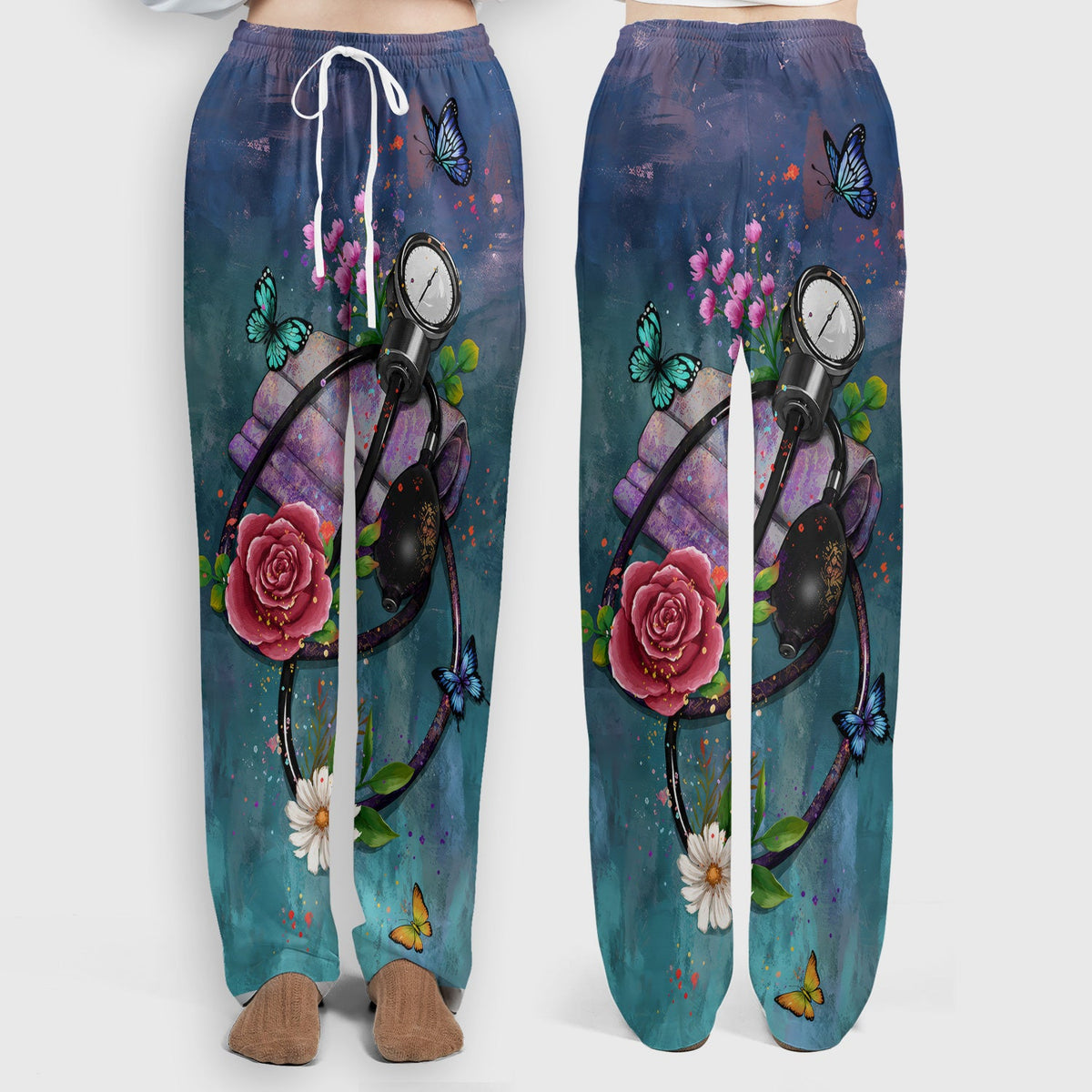 Floral Stethoscope Nurse Scrub Set