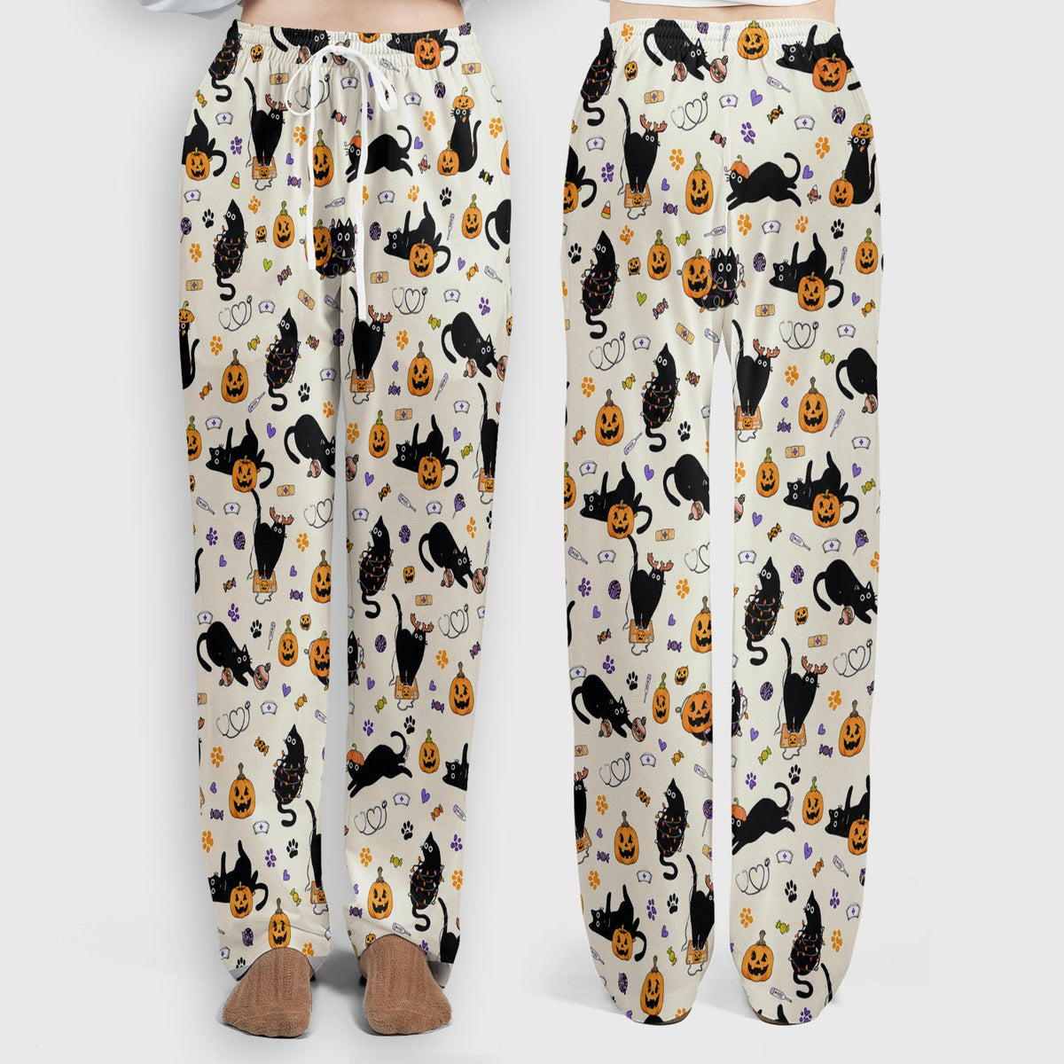 Pumpkin Black Cat Nurse Scrub Set