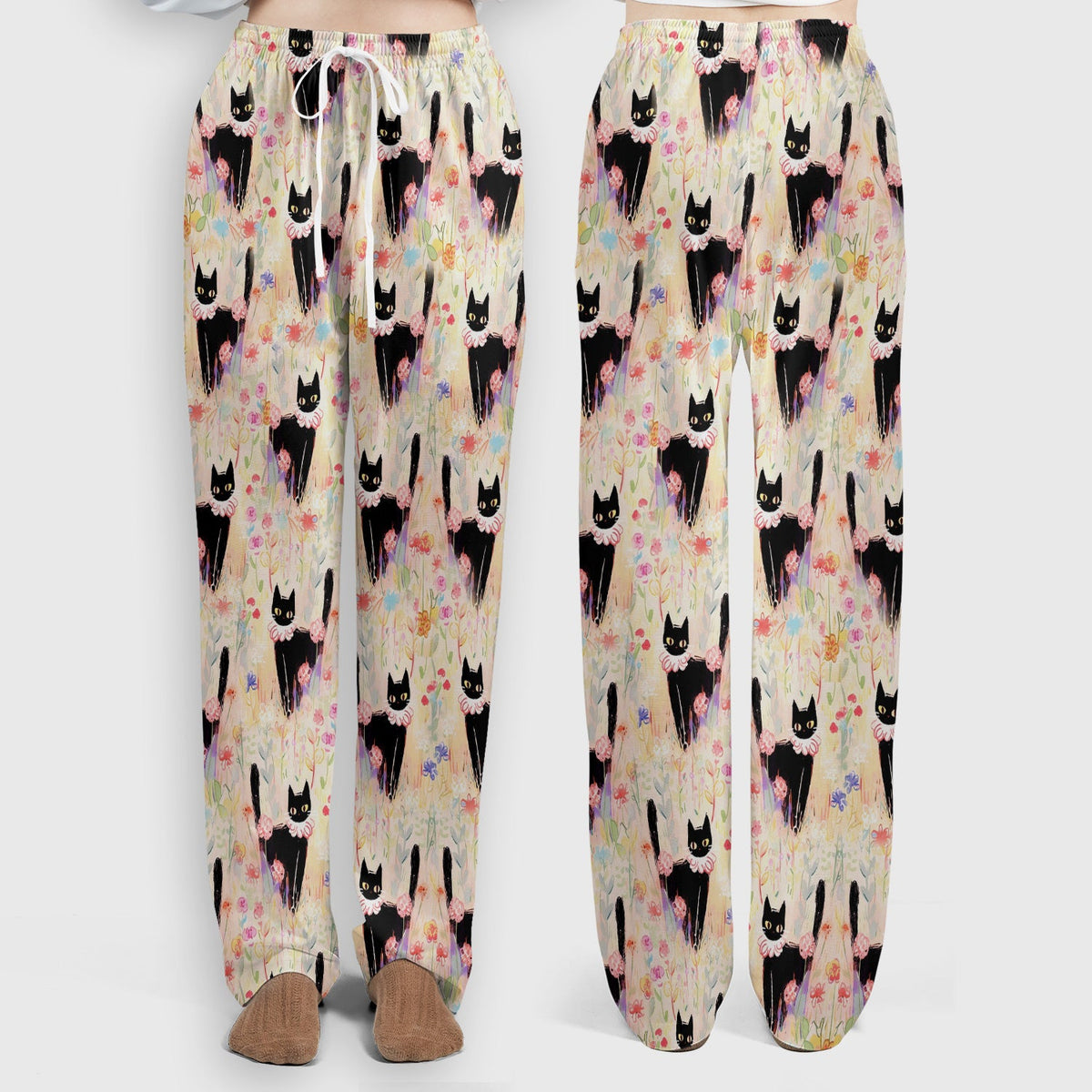 Black Cat Floral Garden Nurse Scrub Set