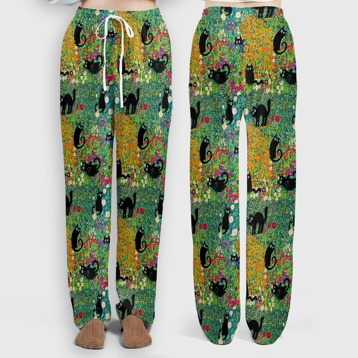 Black Cat Flower Garden Nurse Scrub Set