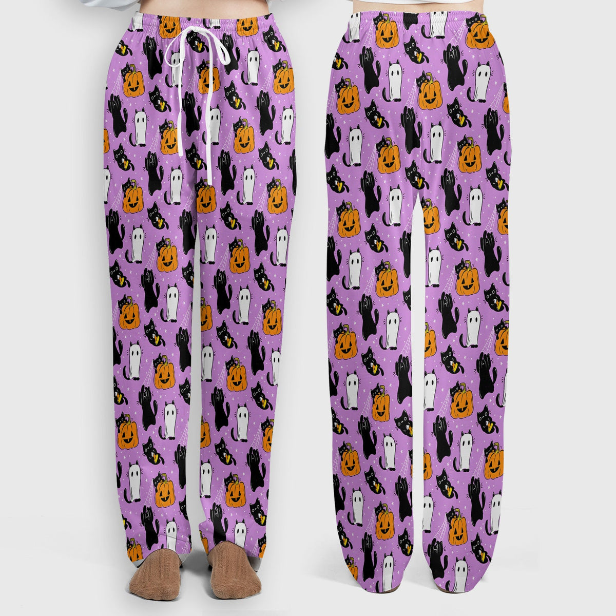 Purple Halloween Black Cat Nurse Scrub Set