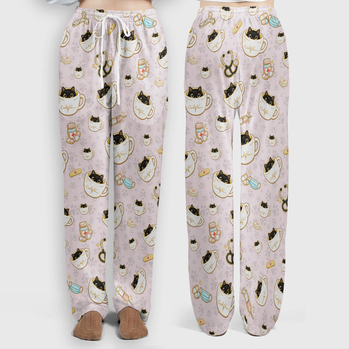 Coffee Cat Nurse Scrub Set