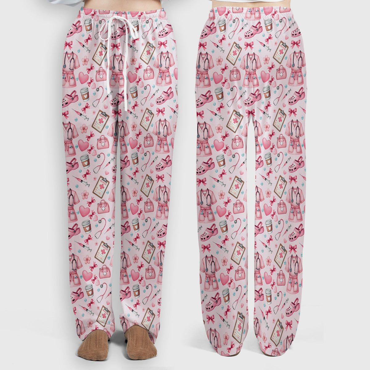 Valentine Pink Nurse Icons Scrub Set