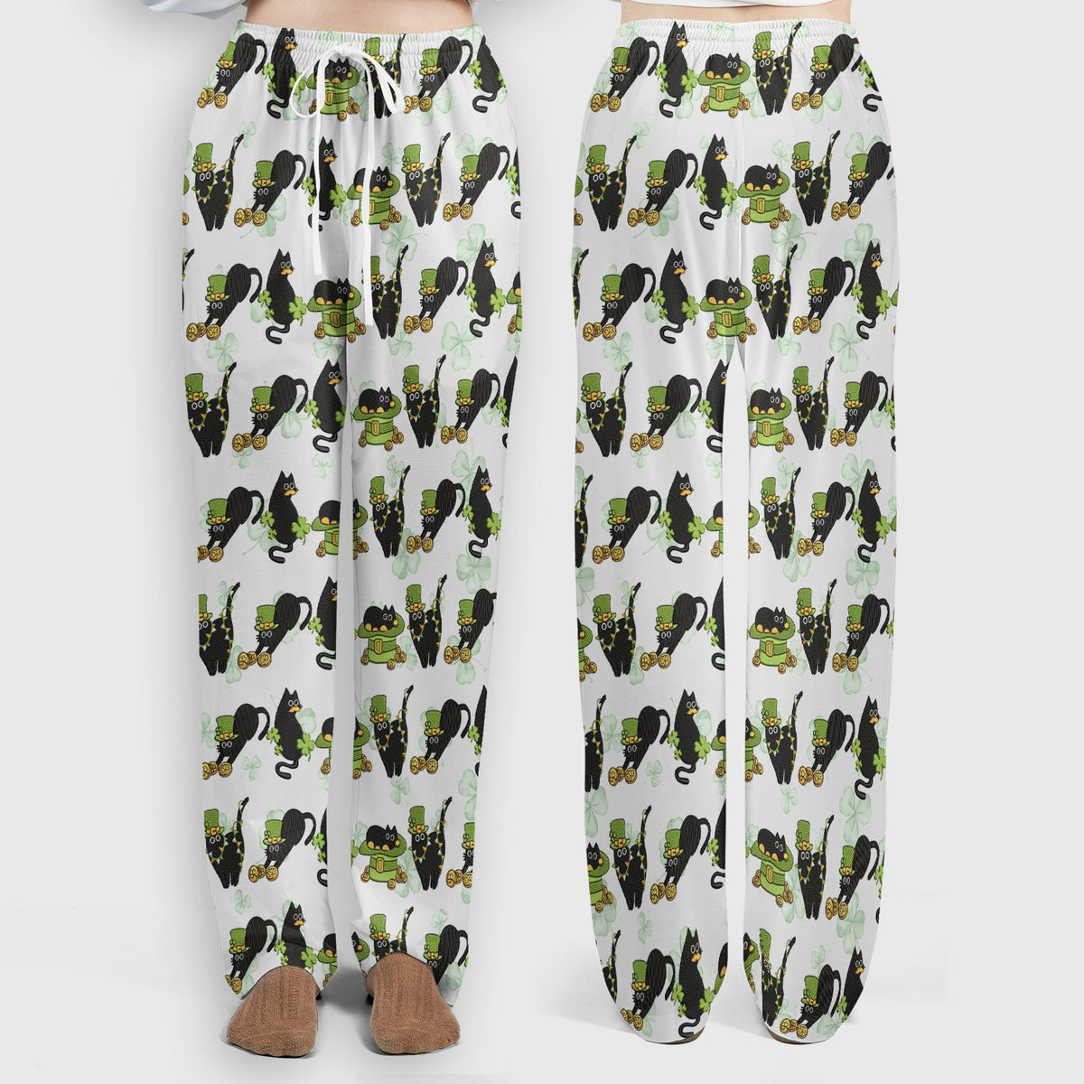 St Patrick Black Cat Clover Nurse Scrub Set