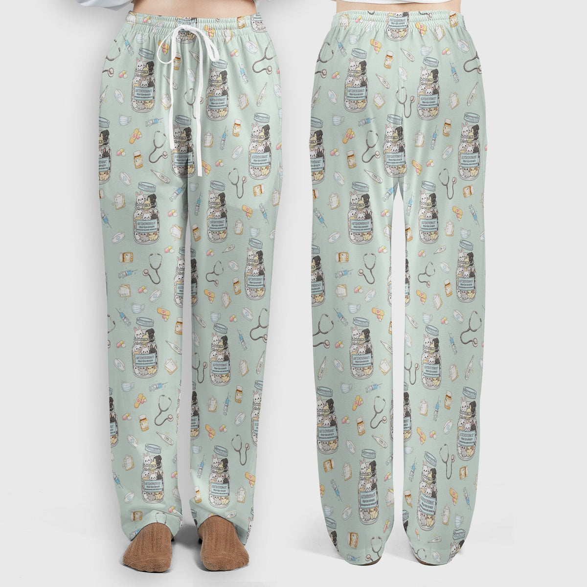 Whimsical Antidepressant Rabbit Jar Nurse Scrub Set