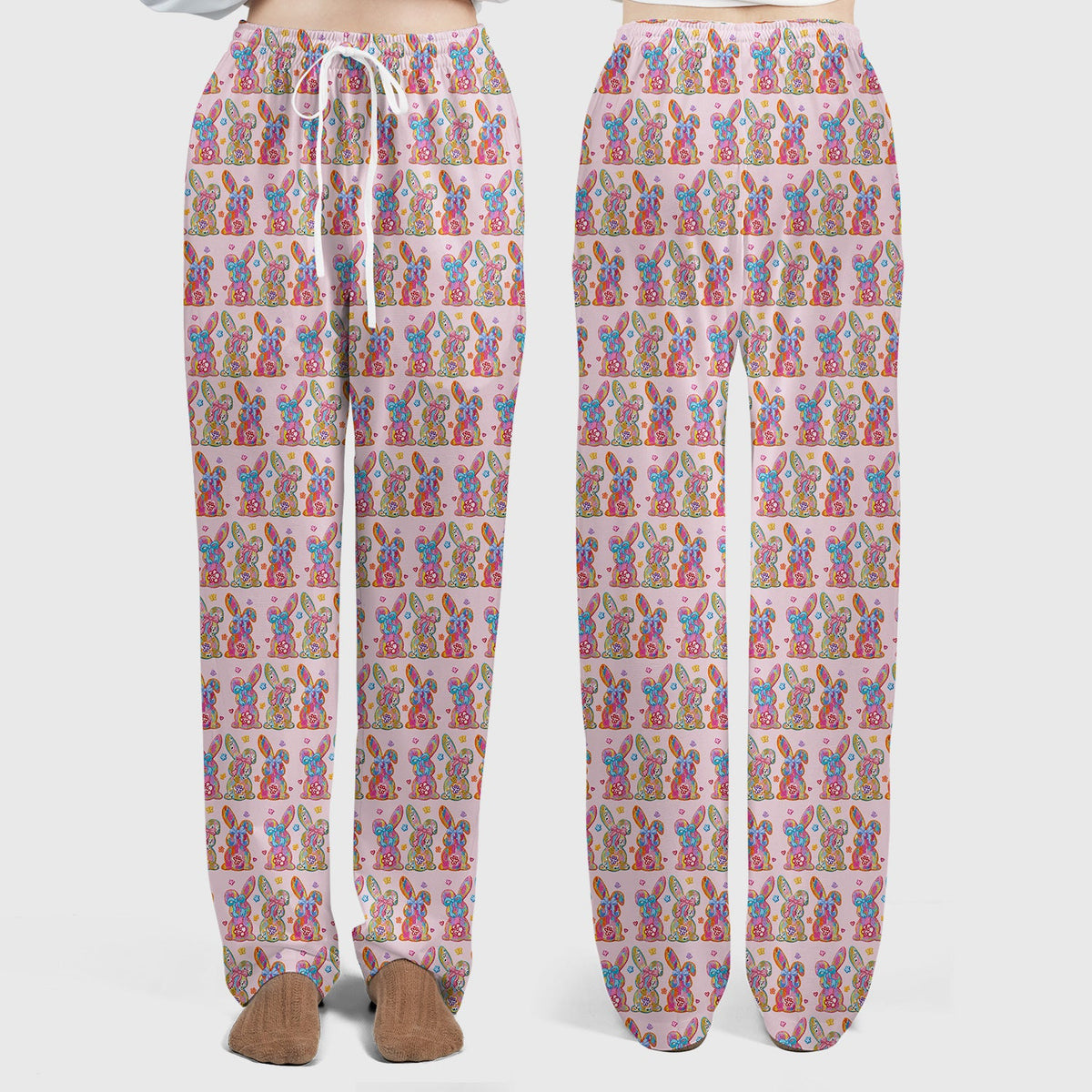 Pastel Bunny Floral Nurse Scrub Set