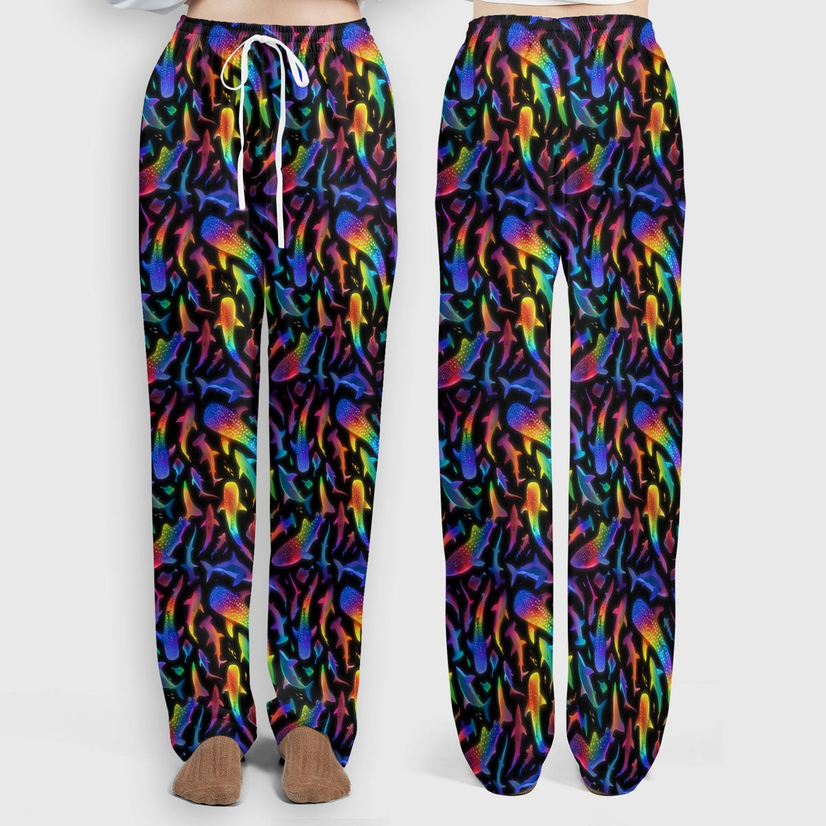 Vibrant Rainbow Shark Nurse Scrub Set
