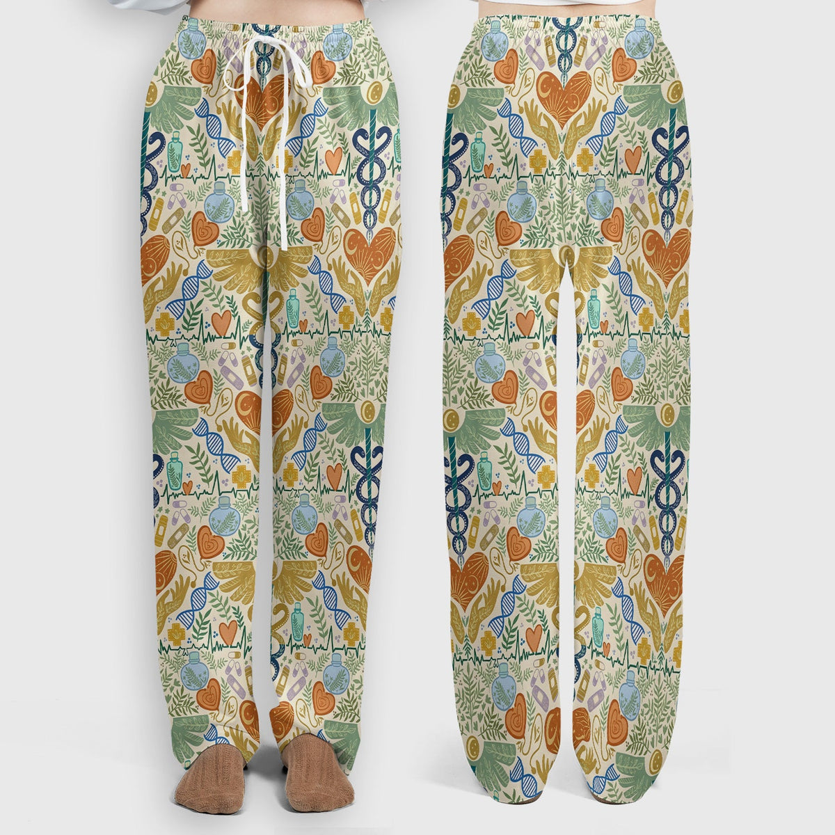 Botanical Caduceus Heart Nurse Scrub Set