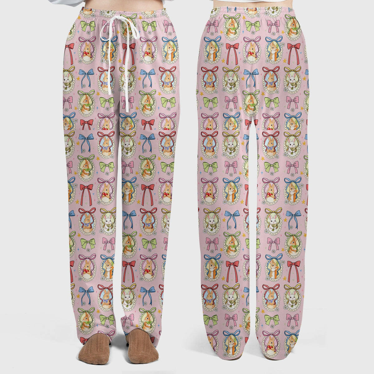 Bunny Cameo Bow Nurse Scrub Set - Easter Gift