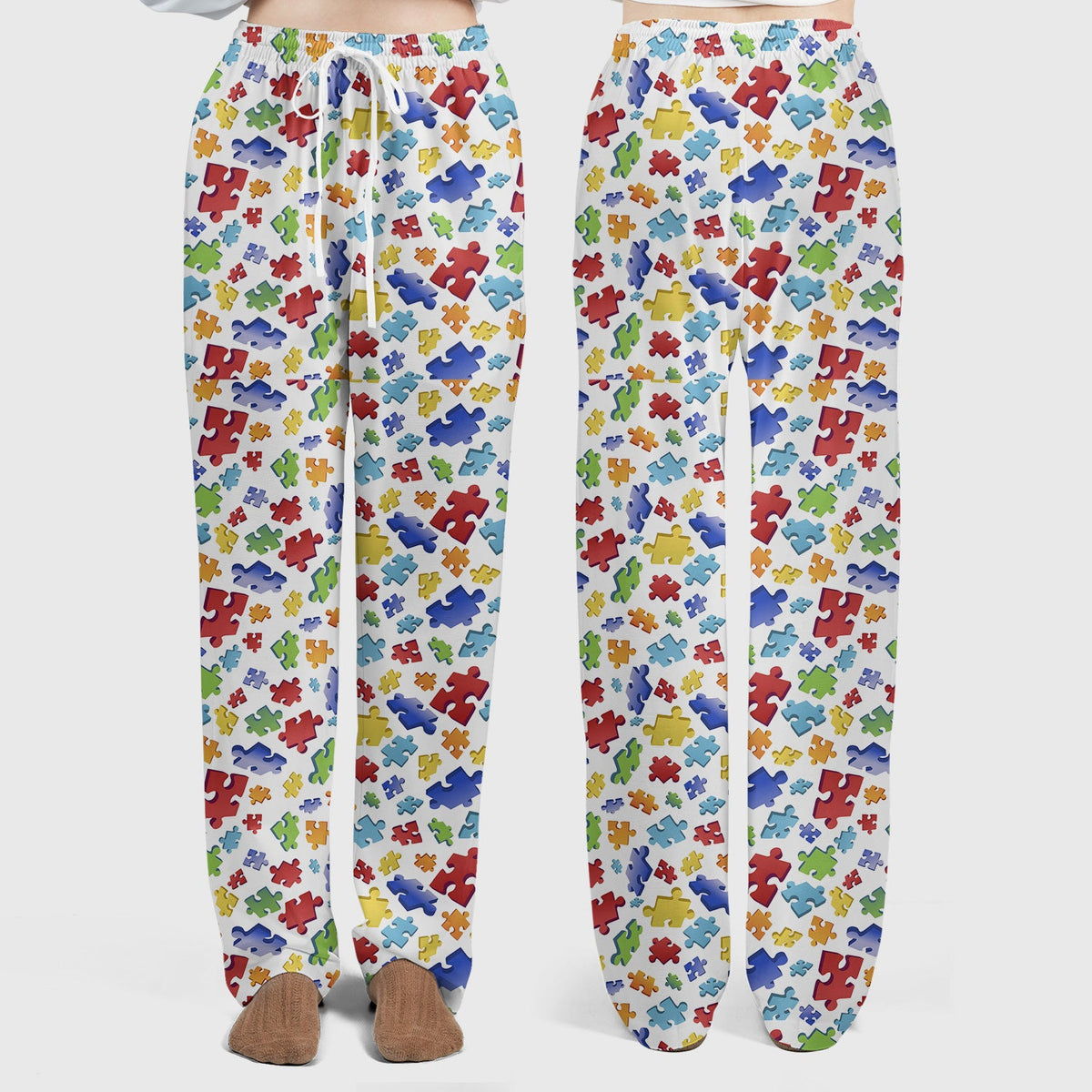 Colorful Scattered Puzzle Piece Nurse Scrub Set