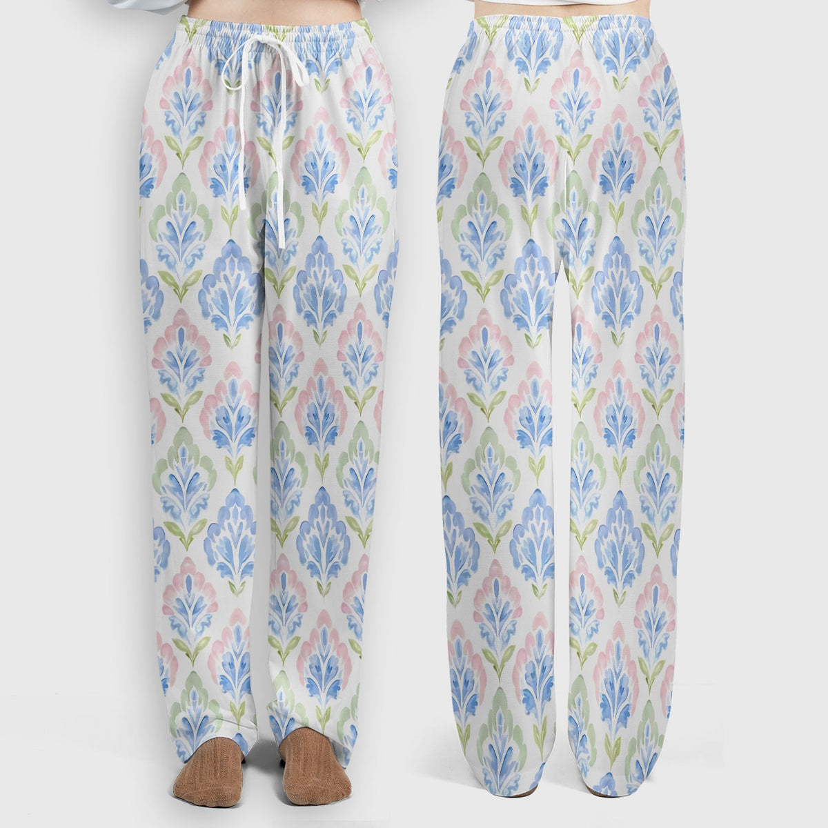 Blue Floral Damask Nurse Scrub Set