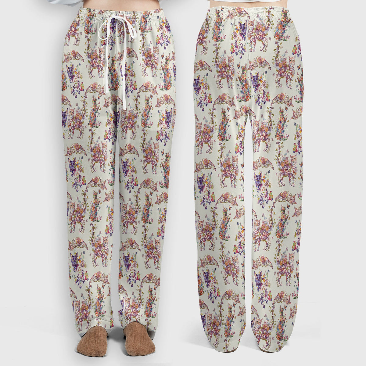 Whimsical Floral Cat Garden Nurse Scrub Set