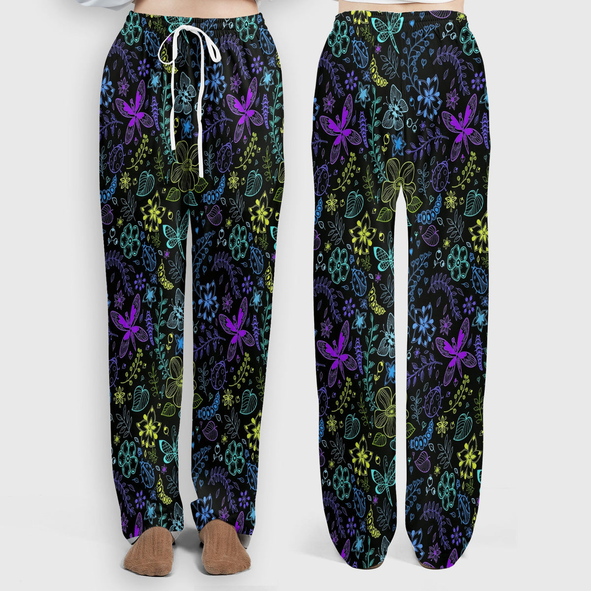 Neon Butterfly Floral Garden Nurse Scrub Set