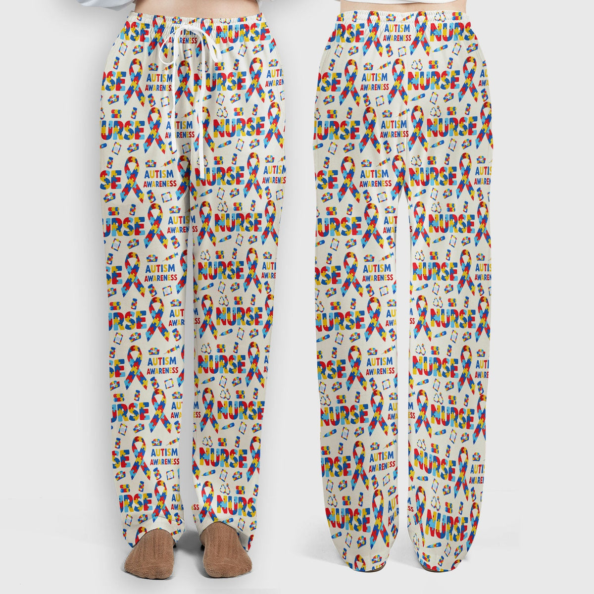 Autism Awareness Puzzle Ribbon Nurse Scrub Set