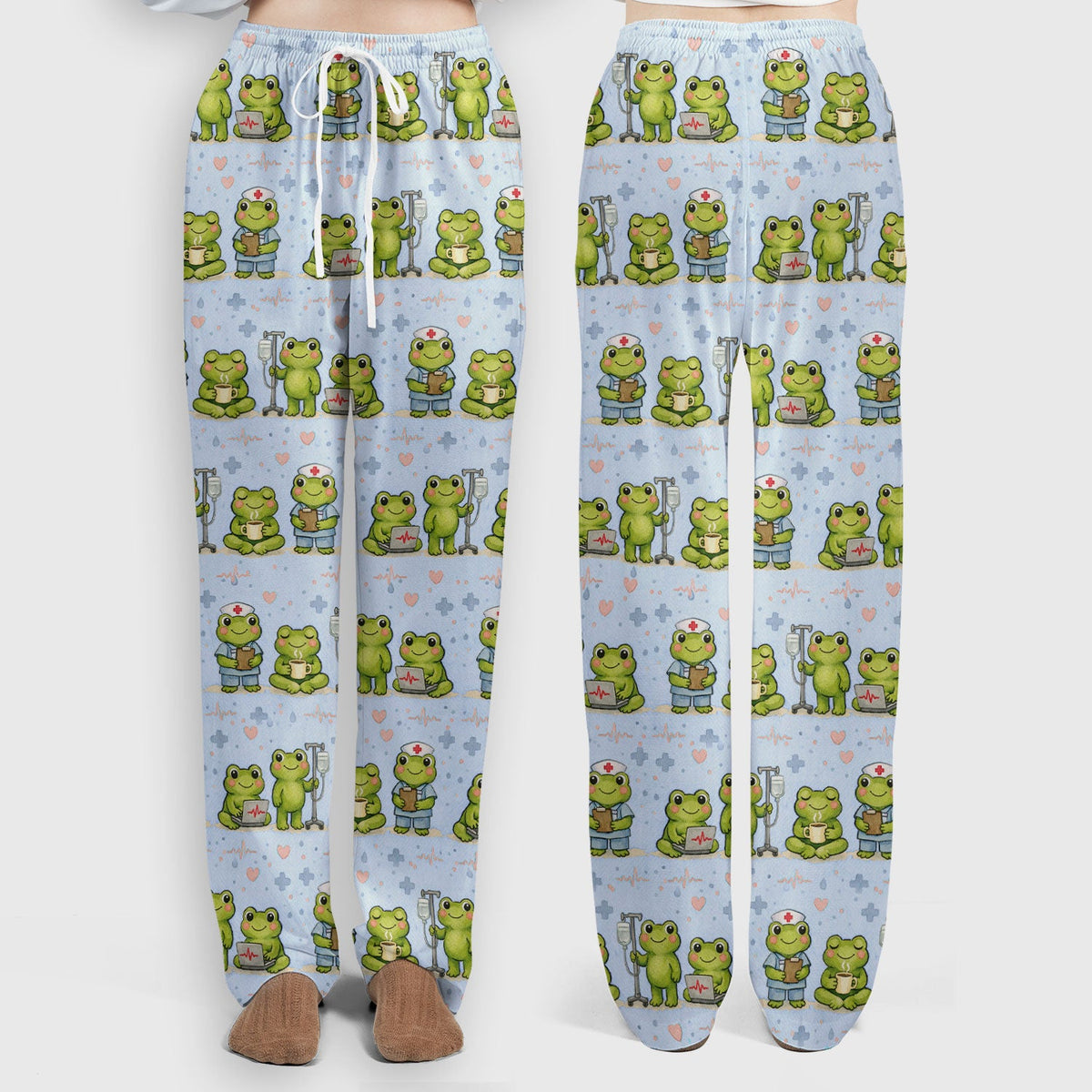 Adorable Frog Various Poses Nurse Scrub Set