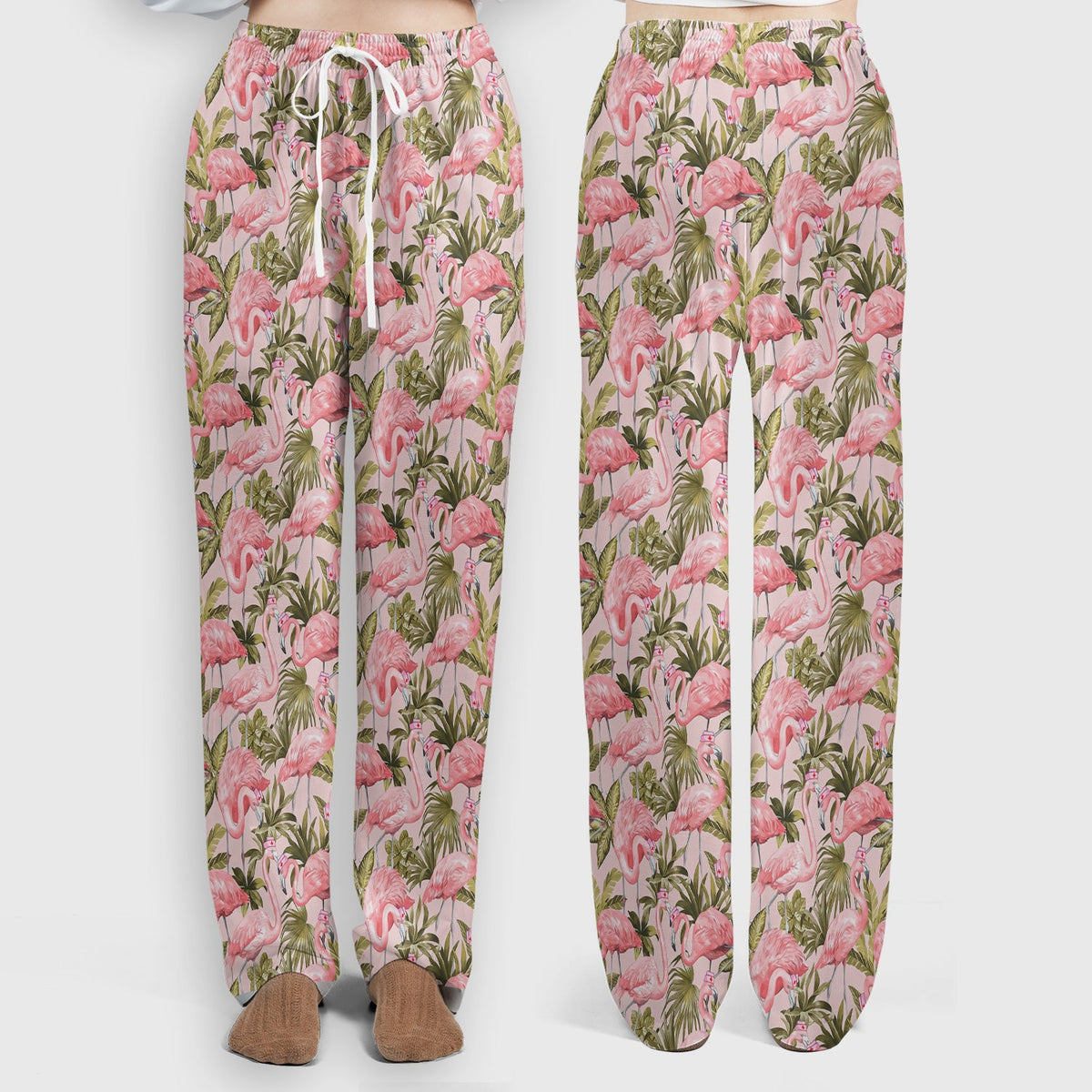 Pink Flamingo Jungle Leaves Nurse Scrub Set