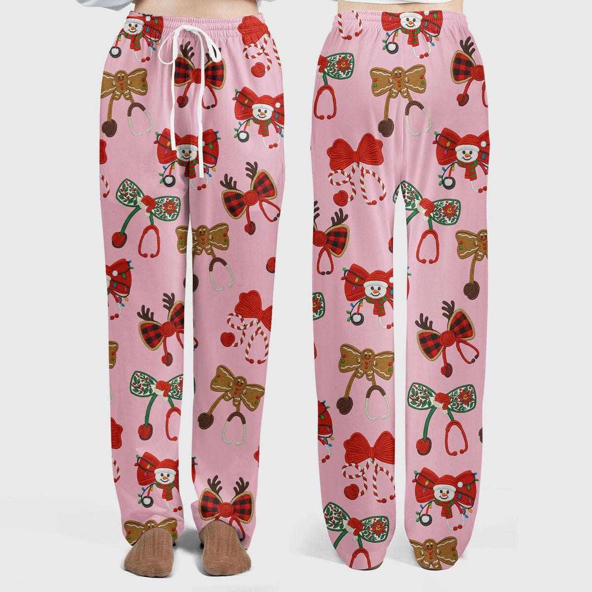 Christmas Stethoscope Bow Nurse Scrub Set