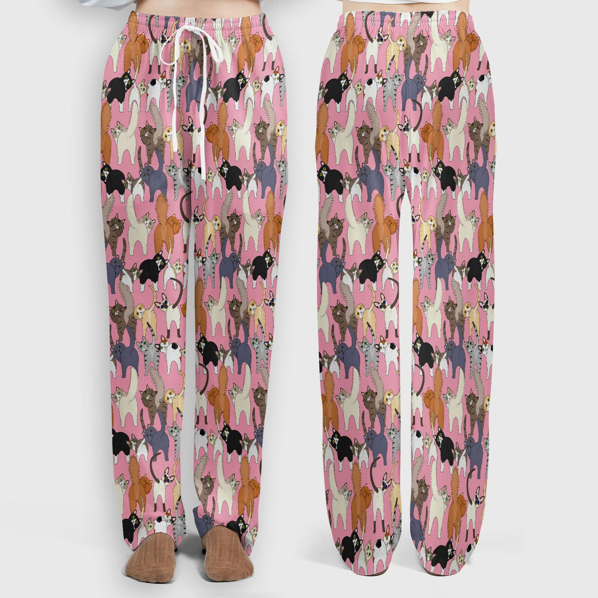Whimsical Multicolor Cat Cartoon Nurse Scrub Set