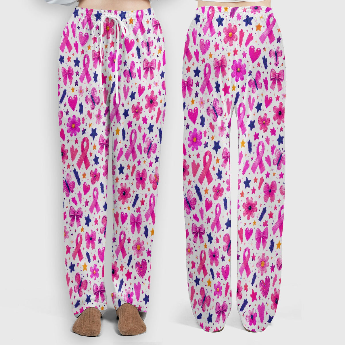 Pink Ribbon Floral Breast Cancer Nurse Scrub Set