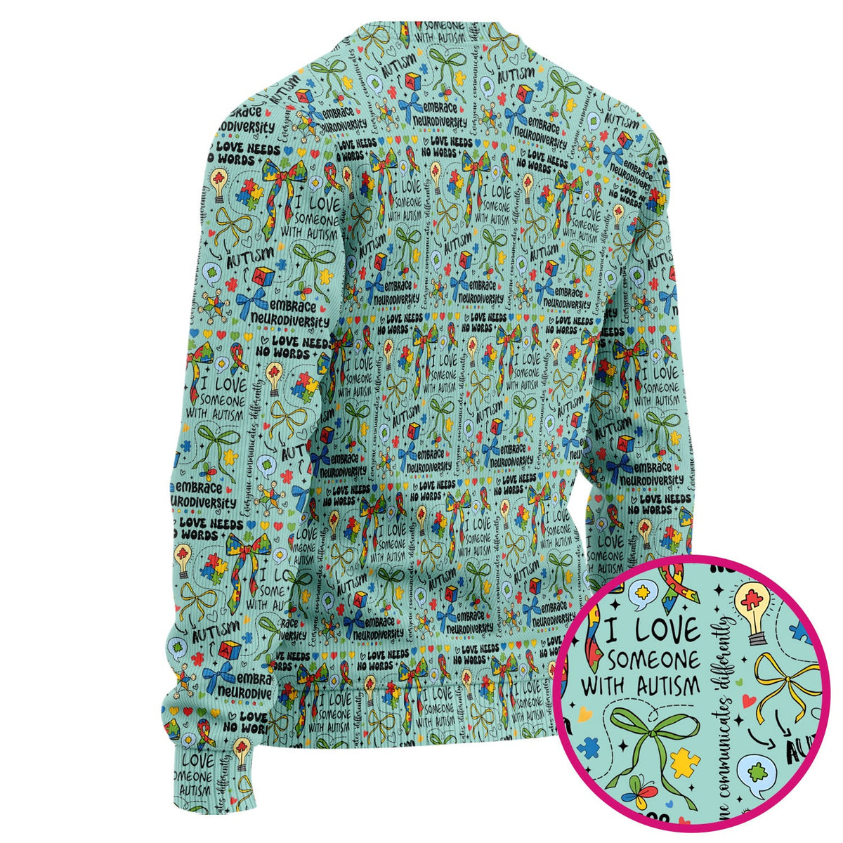 Autism Awareness Puzzle Ribbon Pastel Nurse Scrub Top