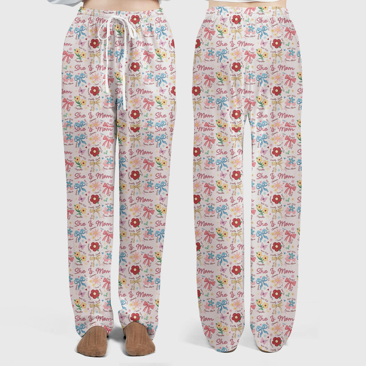 She Is Mom Flower Bow Nurse Scrub Set