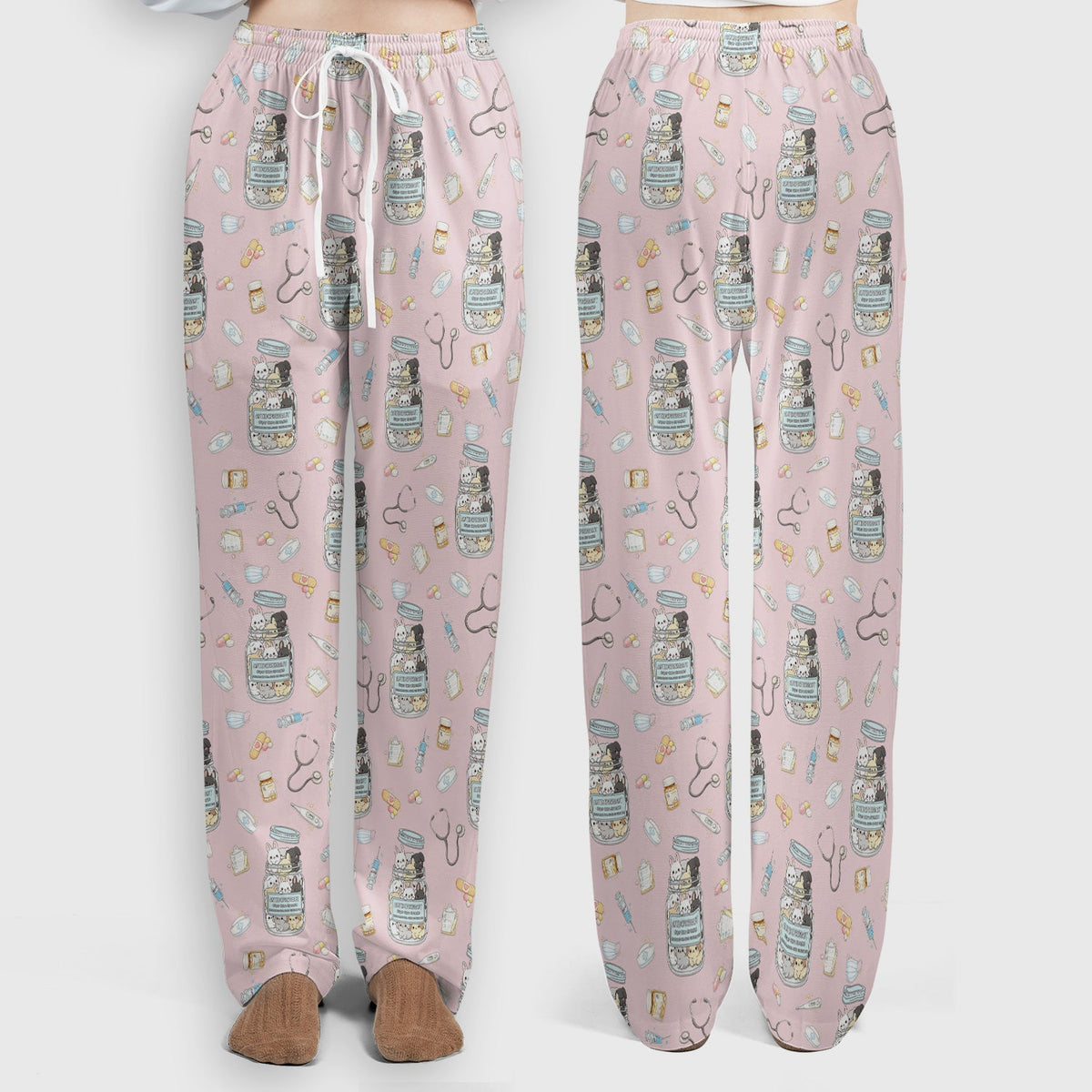 Whimsical Antidepressant Rabbit Jar Nurse Scrub Set