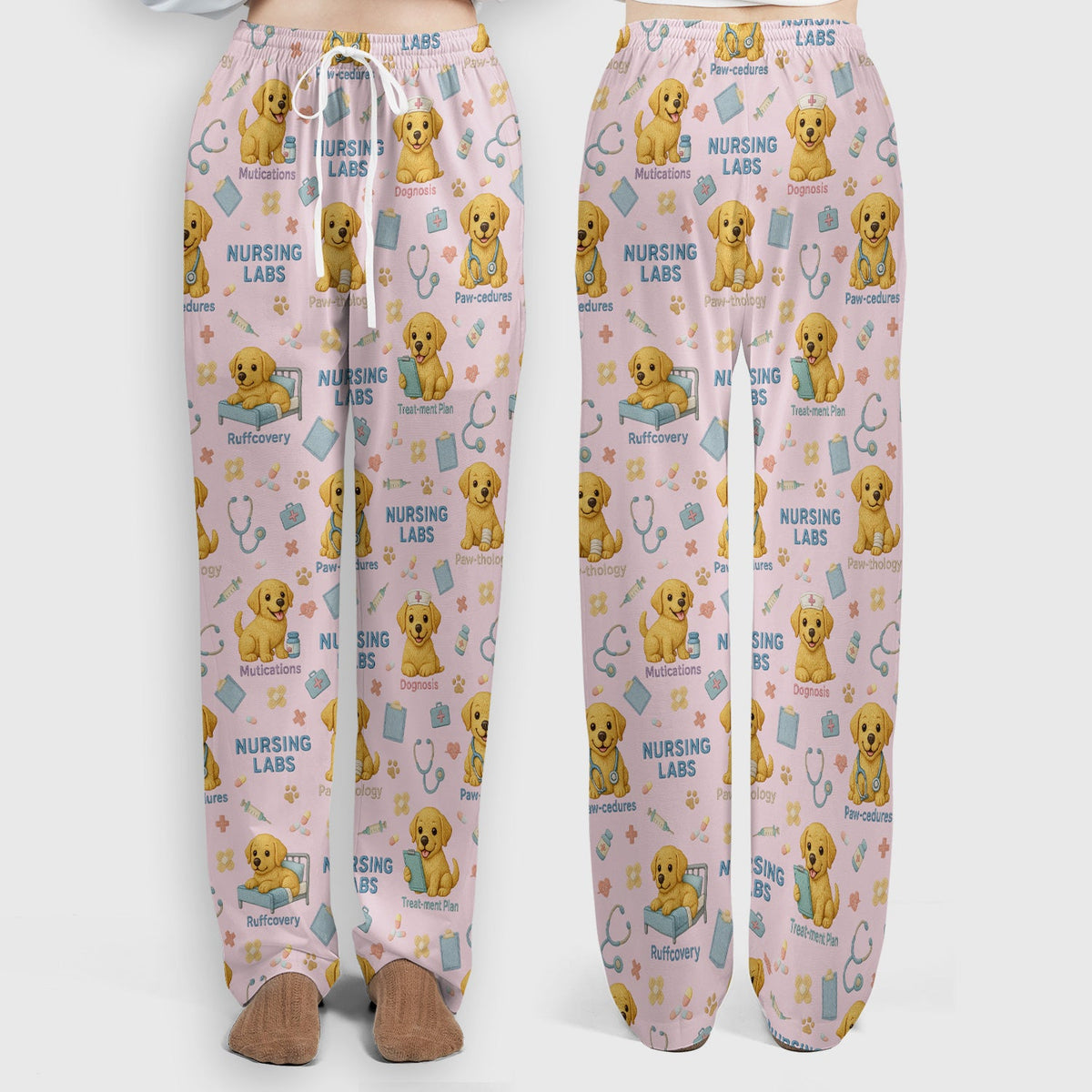 Labrador Nursing Scrub Set, Cute Dog Pattern Nurse Uniform,  Comfortable Scrubs For Nurses