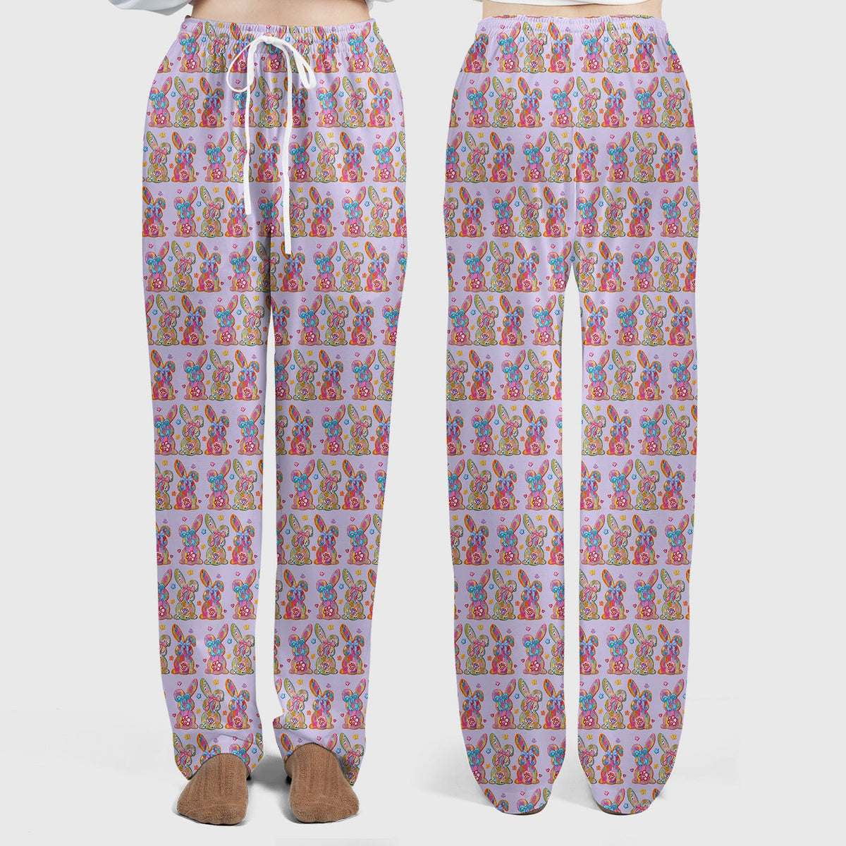 Pastel Bunny Floral Nurse Scrub Set