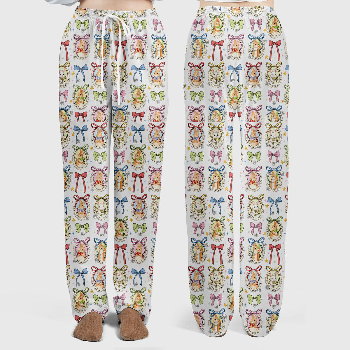 Bunny Cameo Bow Nurse Scrub Set - Easter Gift