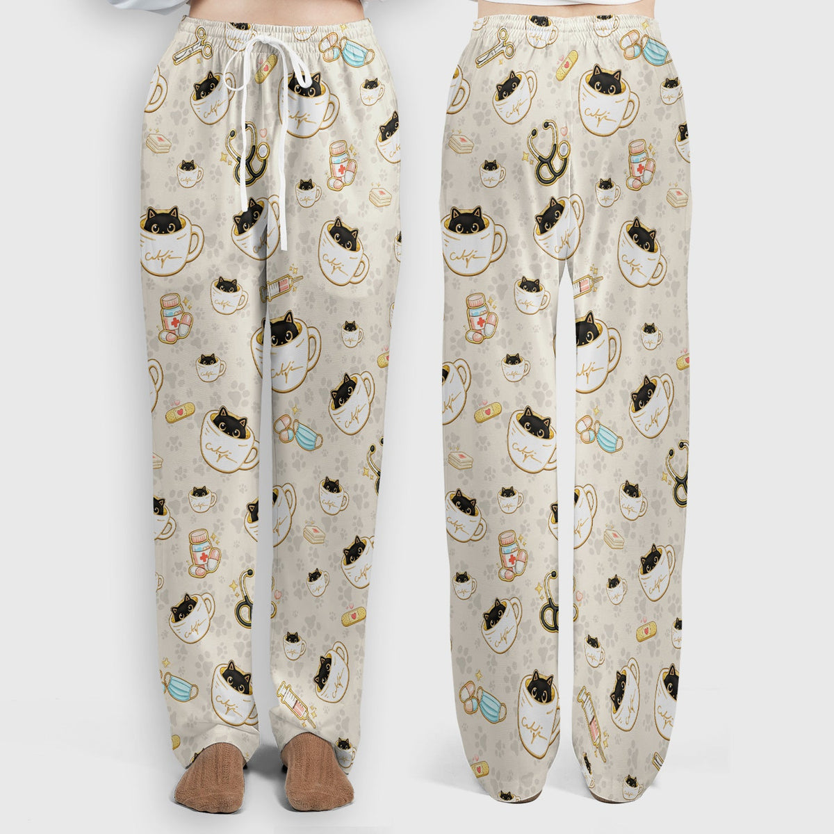Coffee Cat Nurse Scrub Set