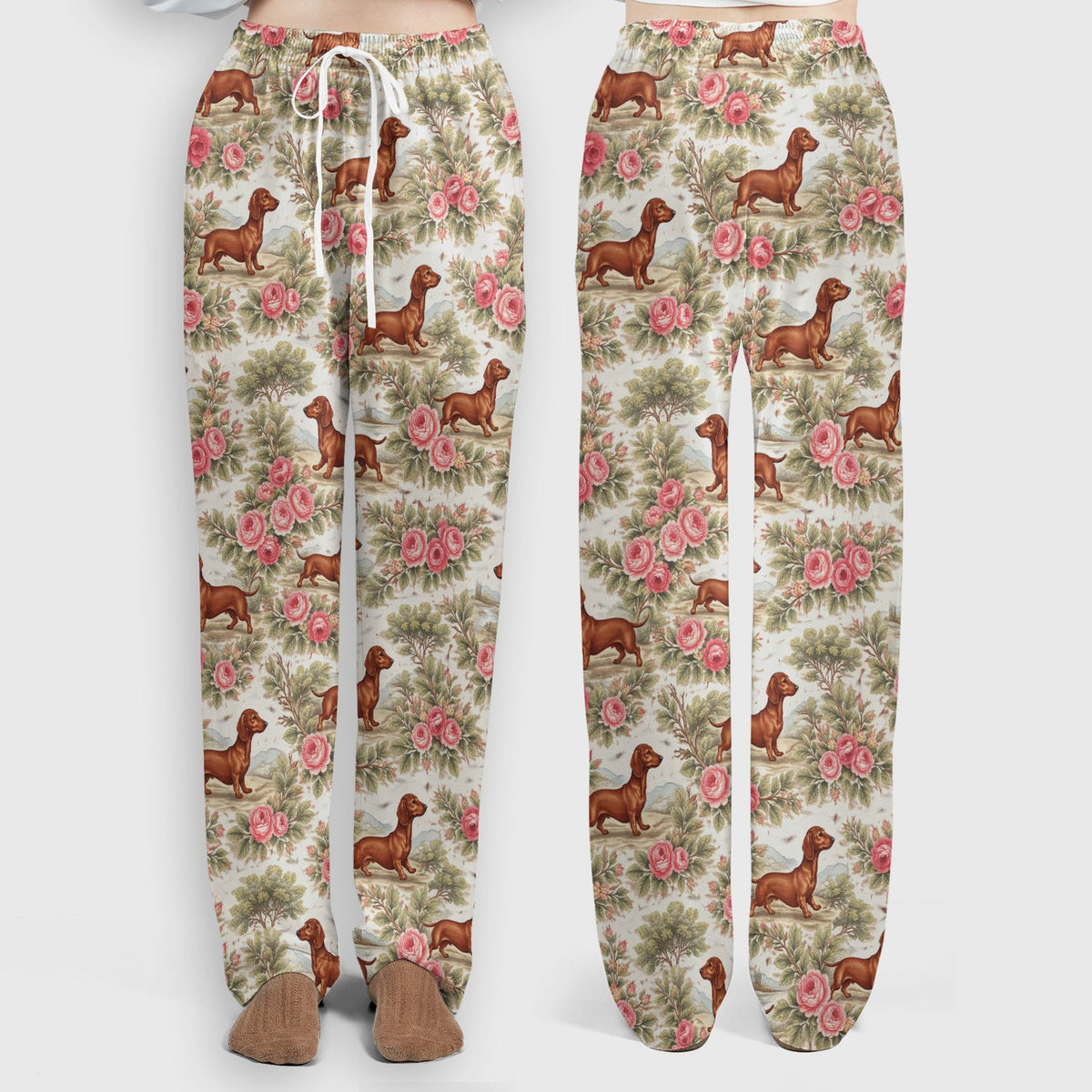 Vintage Dachshund Rose Floral Nurse Scrub Set
