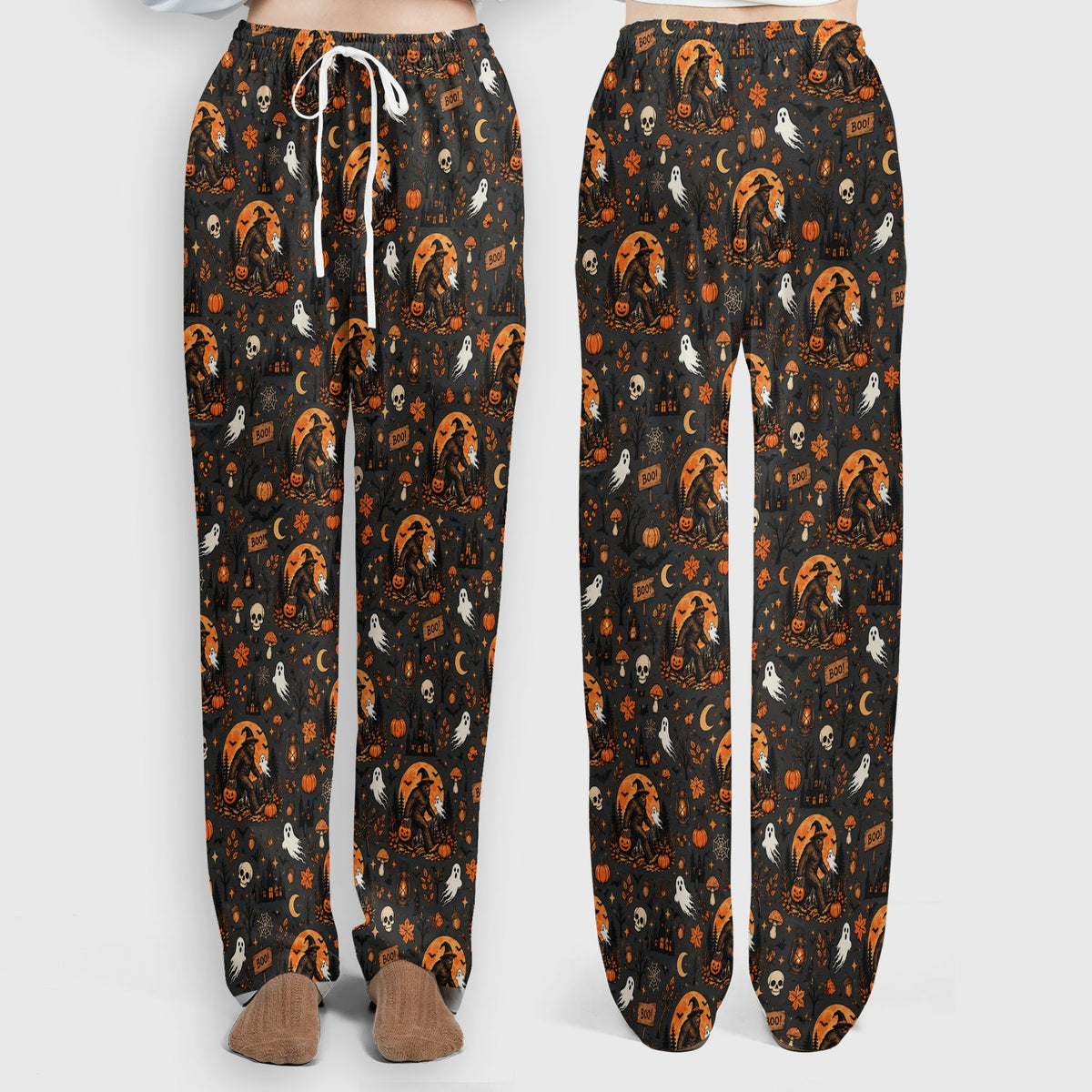 Bigfoot Ghost with Pumpkin Nurse Scrub Set - Halloween Gift