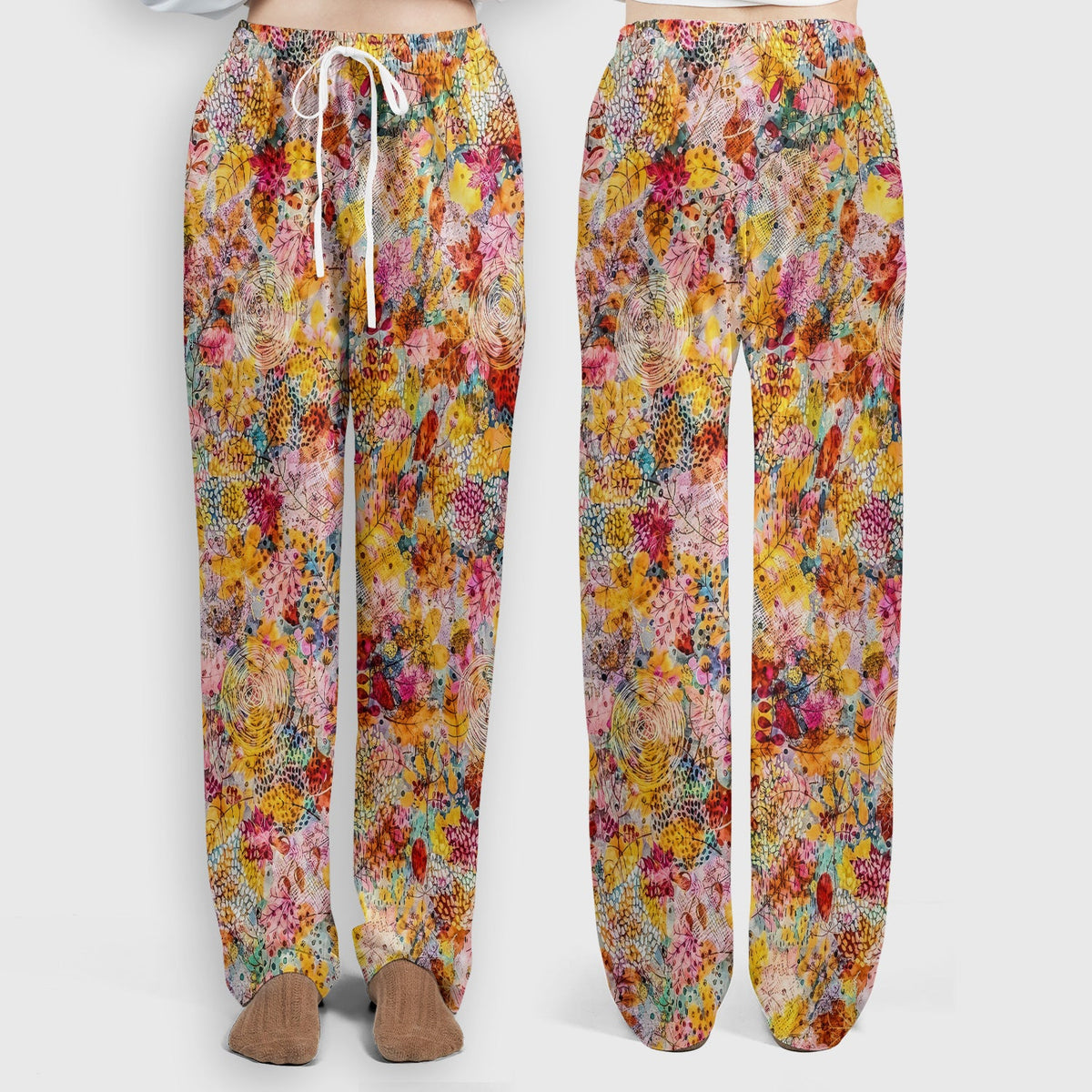 Autumn Floral Leaves Nurse Scrub Set