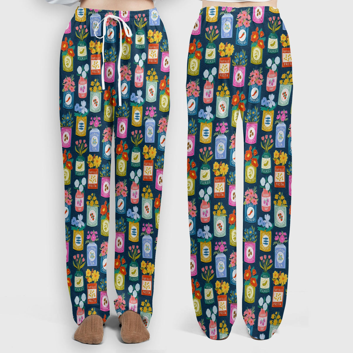 Colorful Pantry Jars Flowers Nurse Scrub Set