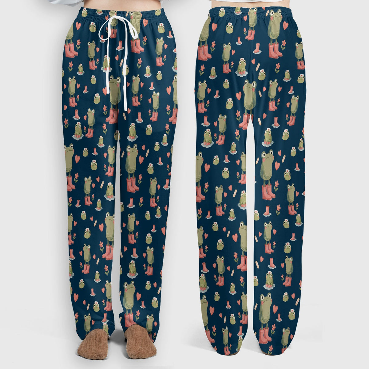 Adorable Frog Boots Heart Nurse Scrub Set