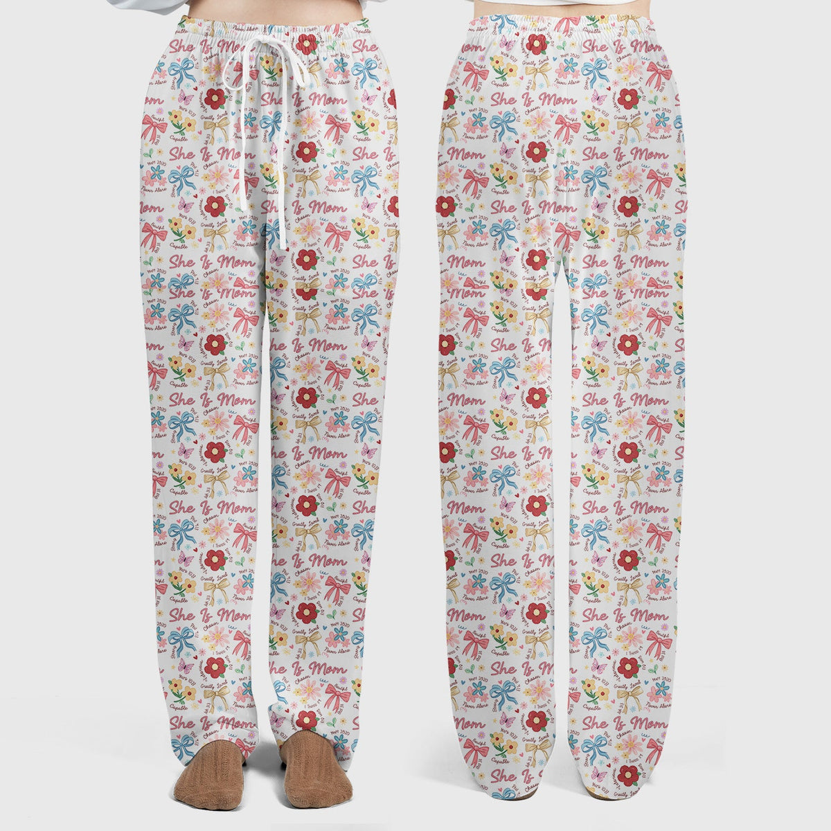 She Is Mom Flower Bow Nurse Scrub Set