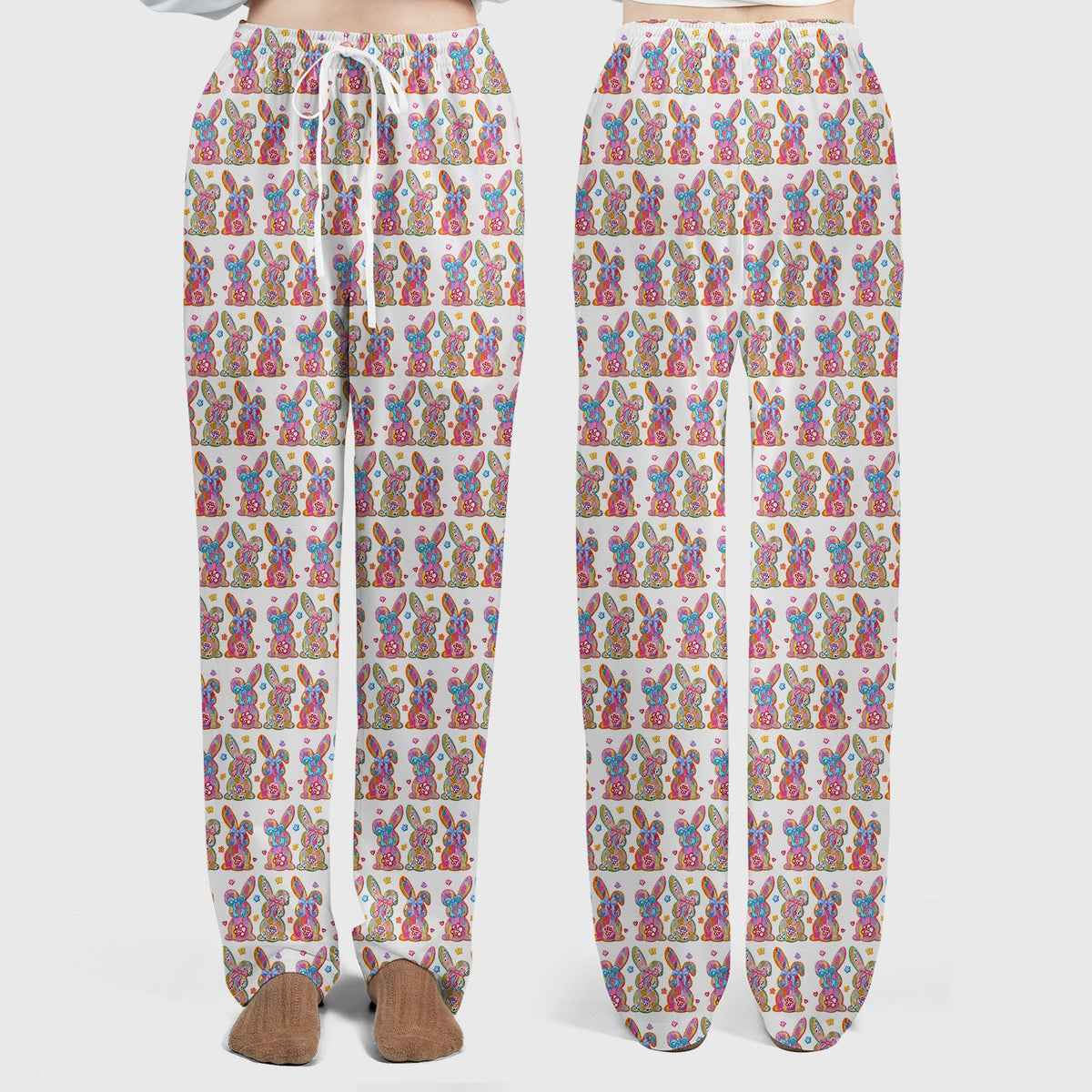 Pastel Bunny Floral Nurse Scrub Set