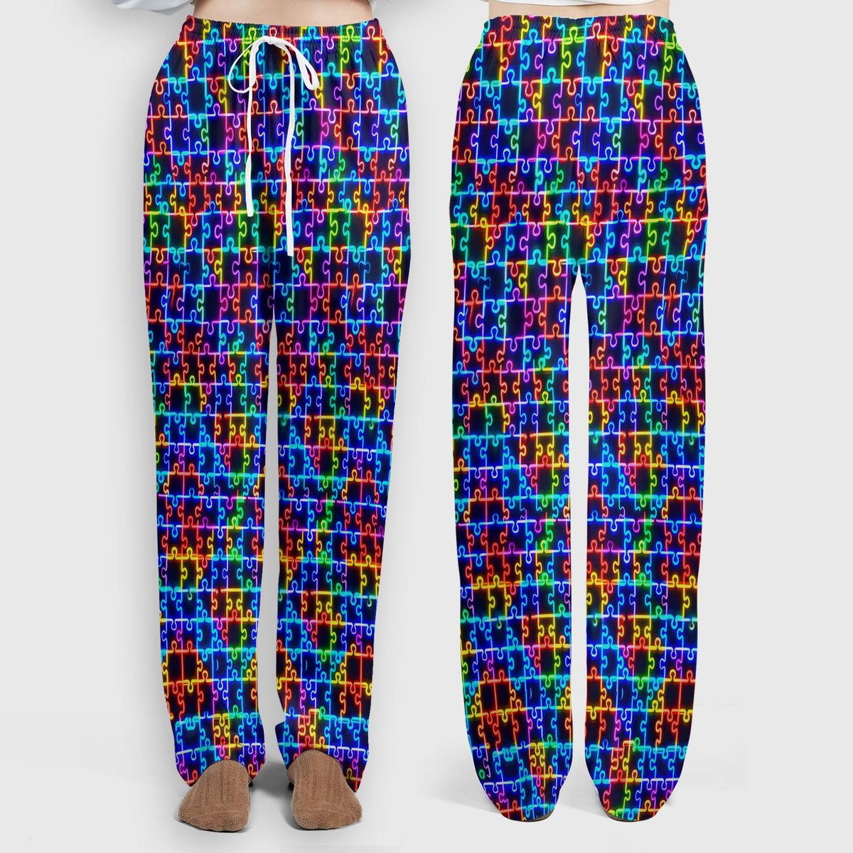 Autism Puzzle Neon Nurse Scrub Set