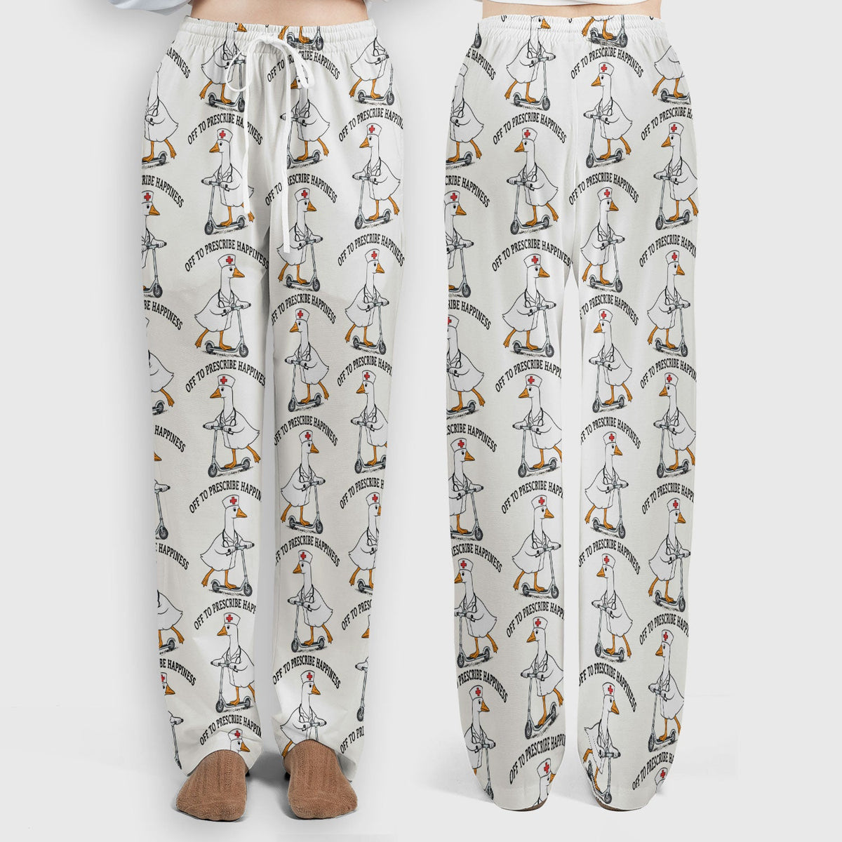 Nurse Goose Scooter Print Scrub Set, Breathable Med Uniform