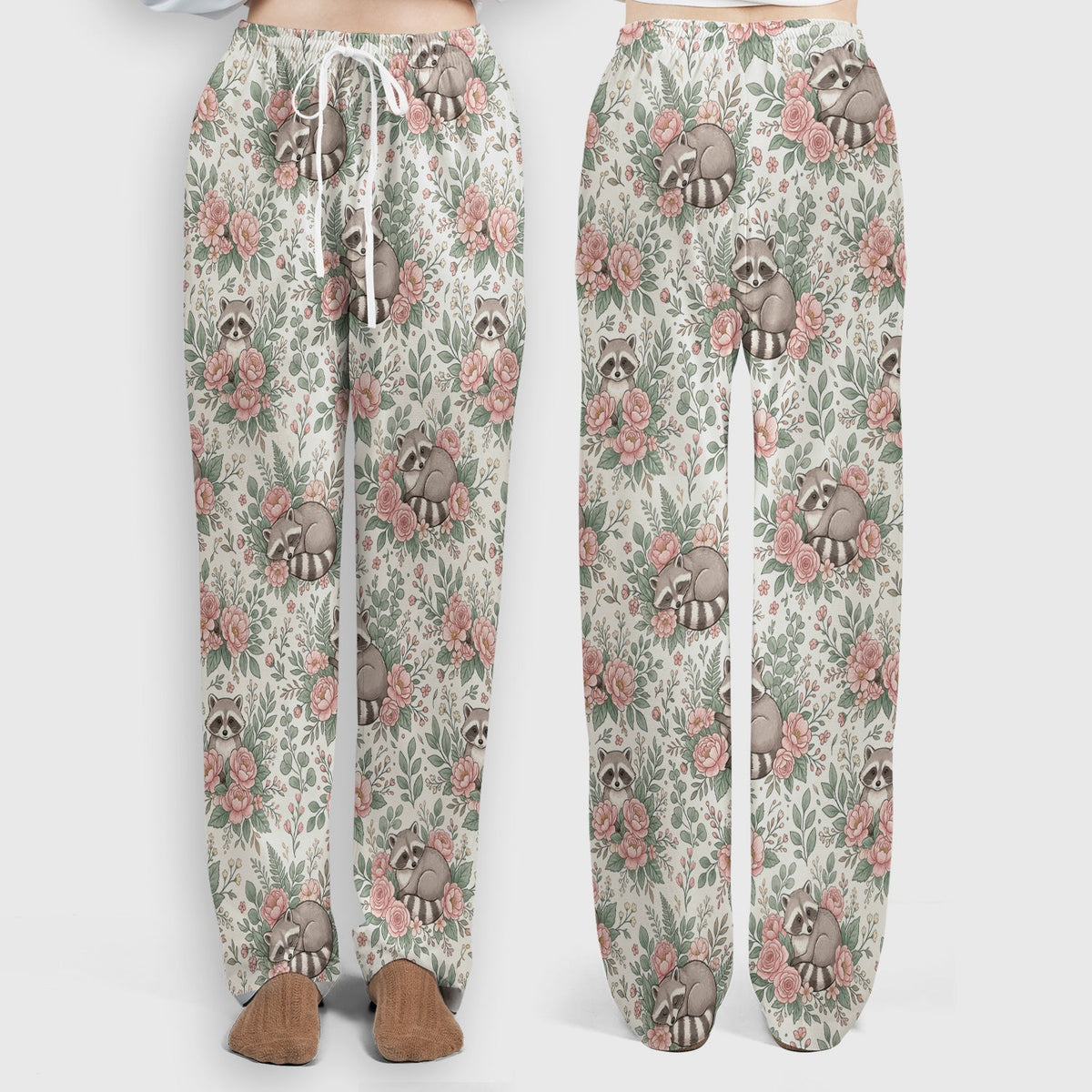 Sleeping Raccoon Rose Garden Nurse Scrub Set