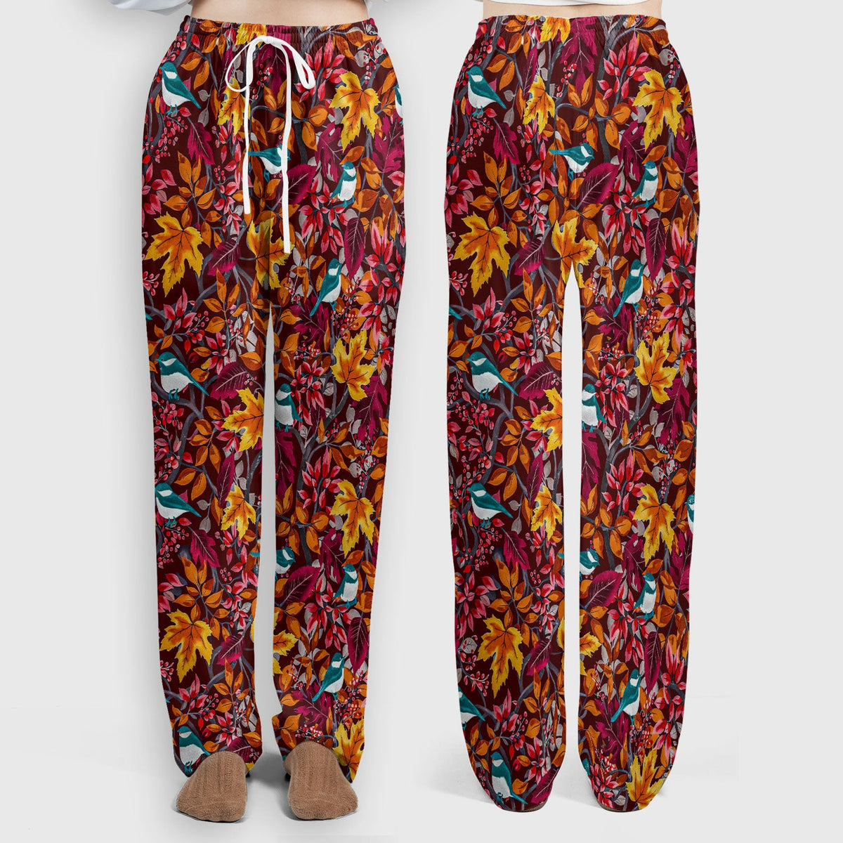 Autumn Leaves Blue Bird Nurse Scrub Set