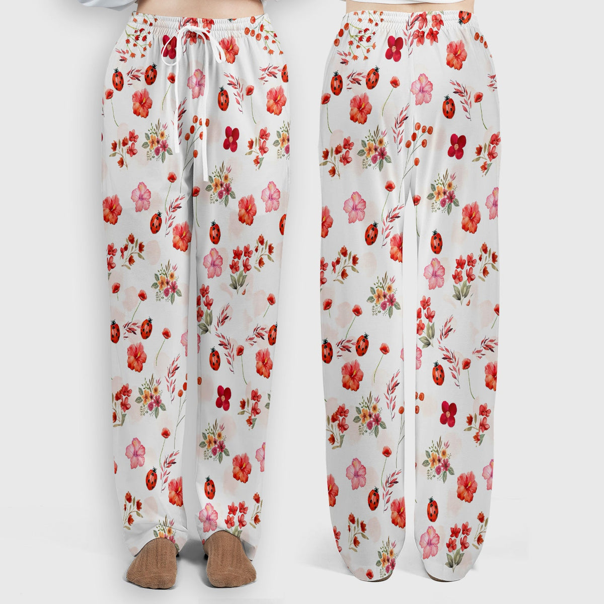 Red Ladybug Floral Garden Nurse Scrub Set